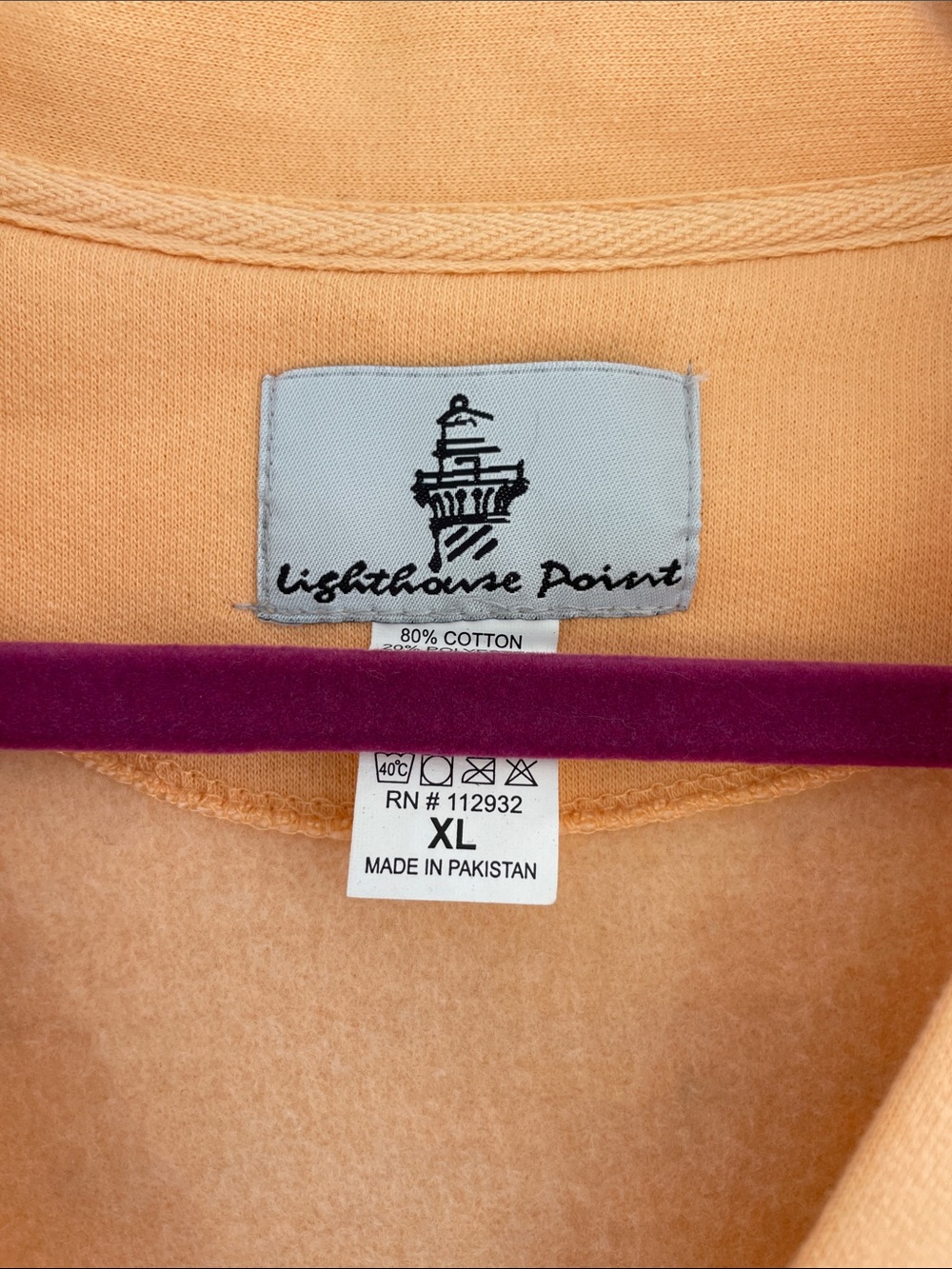 Lighthouse Point Peach Lighthouse Print V-Neck Cardigan Sweater XL - Picture 2 of 6